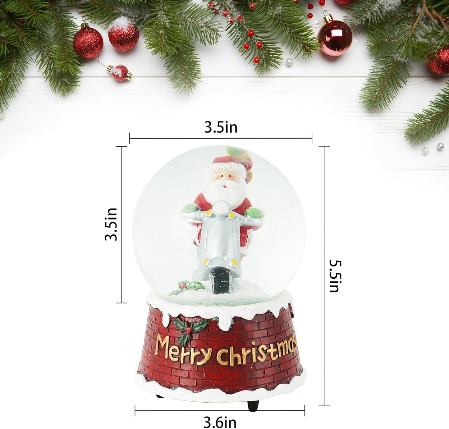 Snow Globes with Snowflakes Dancing Music Box Decorative Ornaments Snow Globe,We Wish You a Merry Christmas