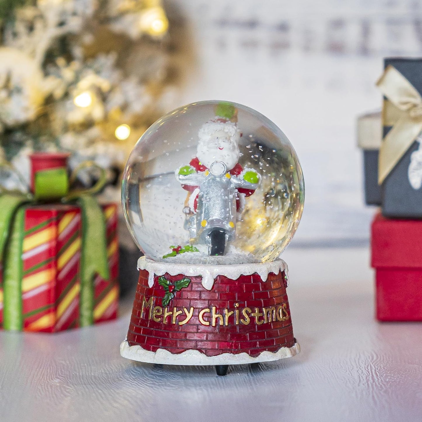 Snow Globes with Snowflakes Dancing Music Box Decorative Ornaments Snow Globe,We Wish You a Merry Christmas