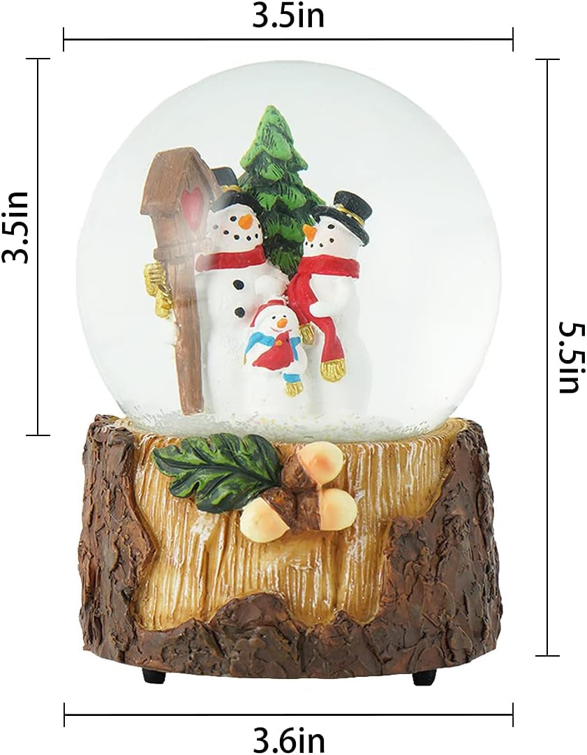 Glass Snow Globes with Snowflakes Dancing Water Snow Globe,Music Box Decorative Ornaments