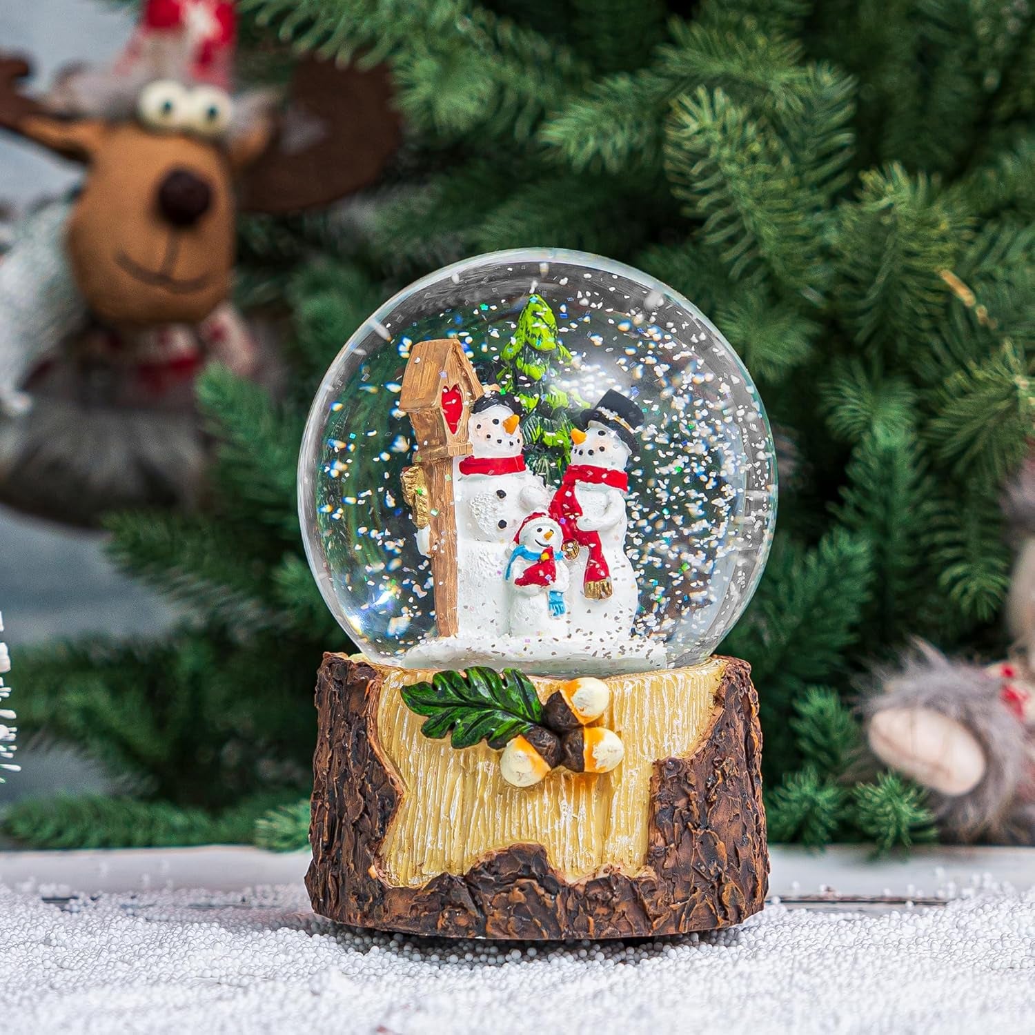 Glass Snow Globes with Snowflakes Dancing Water Snow Globe,Music Box Decorative Ornaments