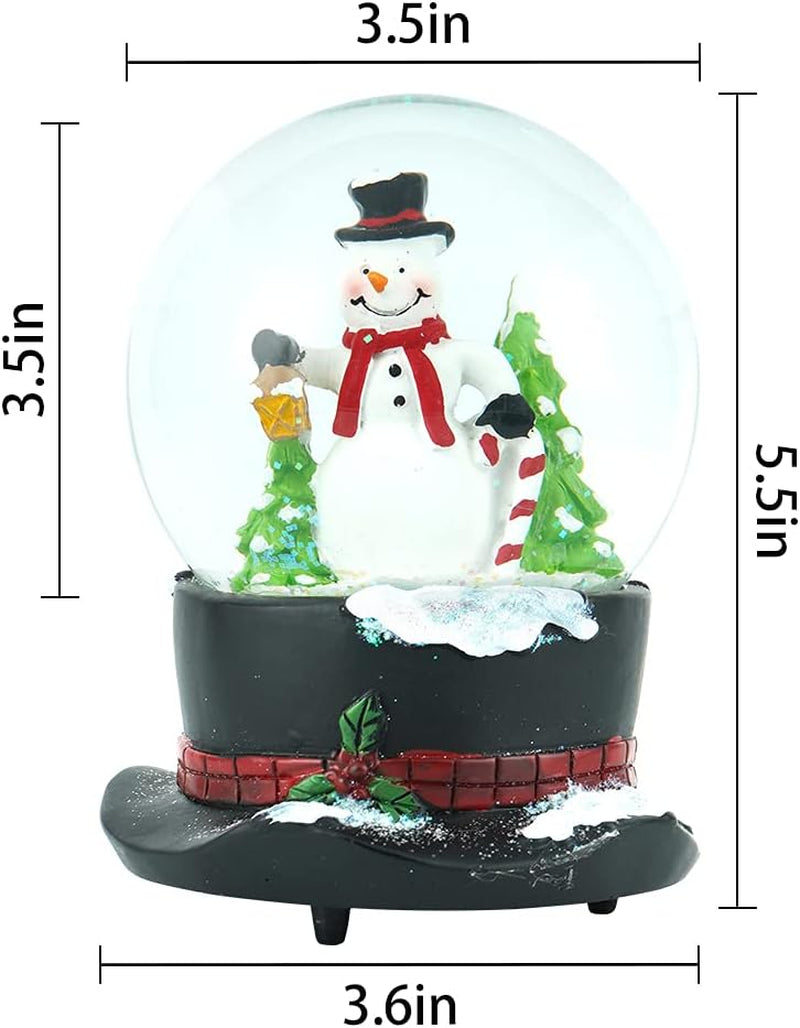Glass Snow Globes with Snowflakes Dancing Water Snow Globes, Music Box Decorative Ornaments