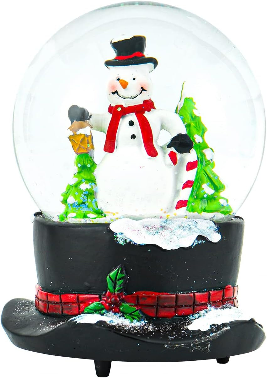 Glass Snow Globes with Snowflakes Dancing Water Snow Globes, Music Box Decorative Ornaments