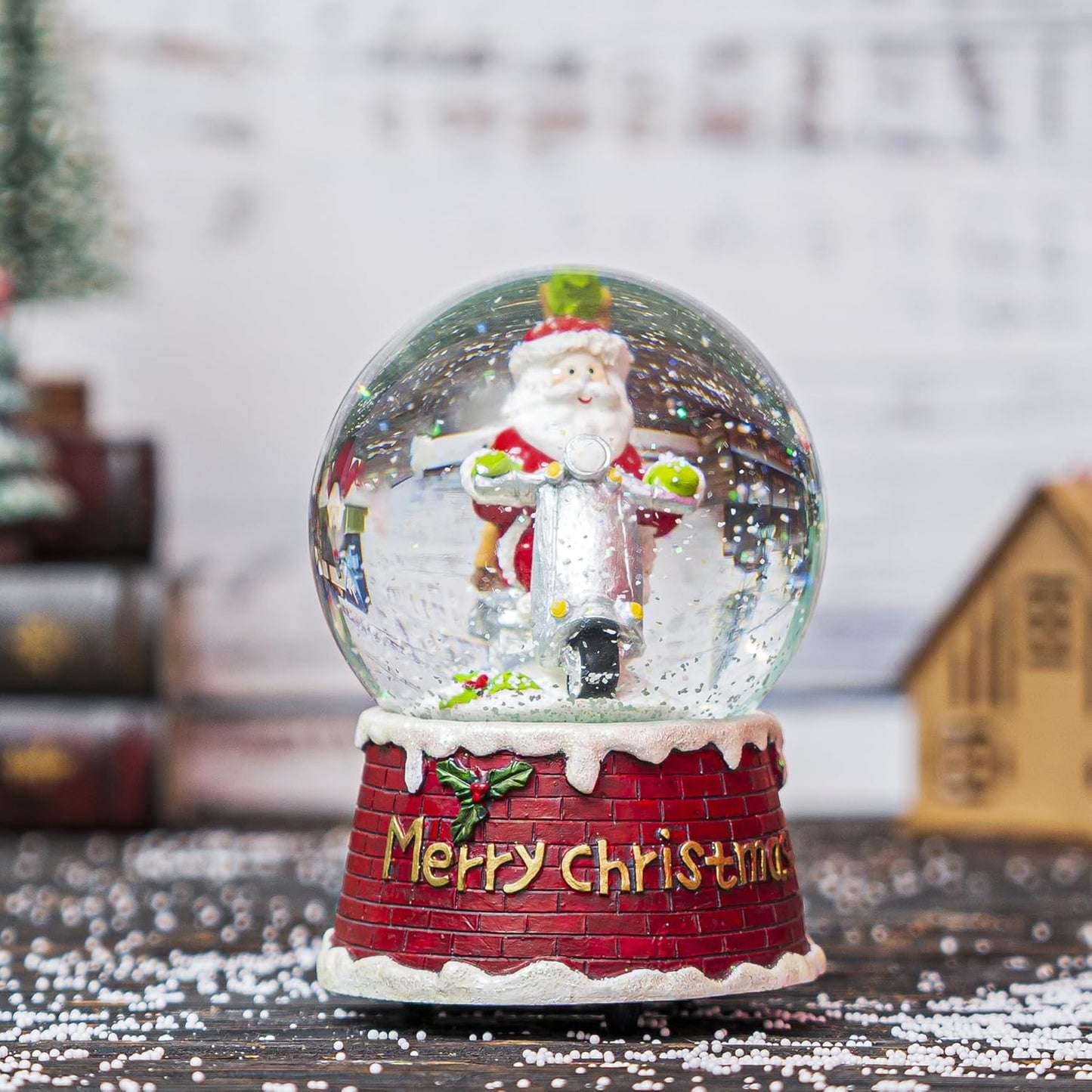 Snow Globes with Snowflakes Dancing Music Box Decorative Ornaments Snow Globe,We Wish You a Merry Christmas