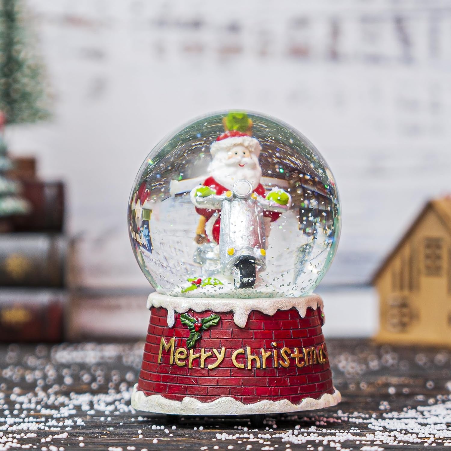 Snow Globes with Snowflakes Dancing Music Box Decorative Ornaments Snow Globe,We Wish You a Merry Christmas