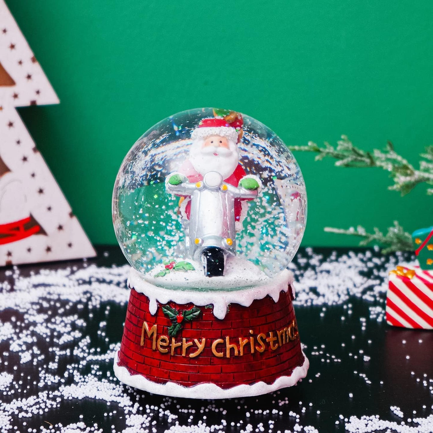 Snow Globes with Snowflakes Dancing Music Box Decorative Ornaments Snow Globe,We Wish You a Merry Christmas