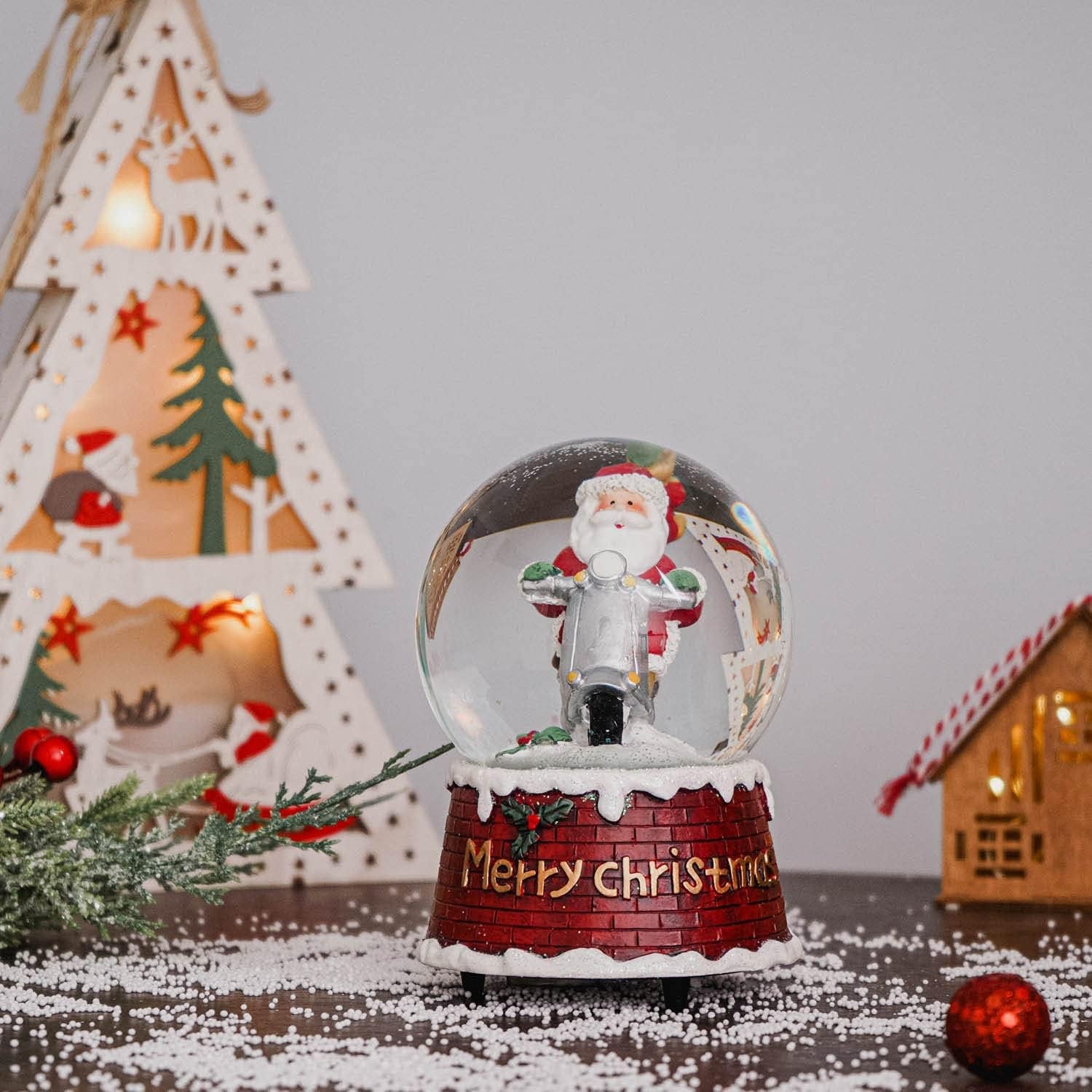 Snow Globes with Snowflakes Dancing Music Box Decorative Ornaments Snow Globe,We Wish You a Merry Christmas